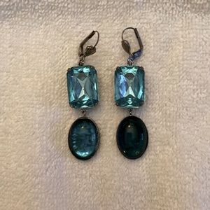 Ylang Ylang, blue rhinestone, hanging earrings